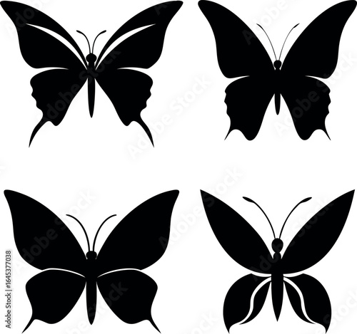 Butterfly icon 4  set vector on white back round