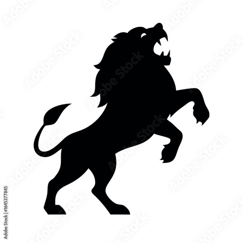  lion silhouette vector icon white backround