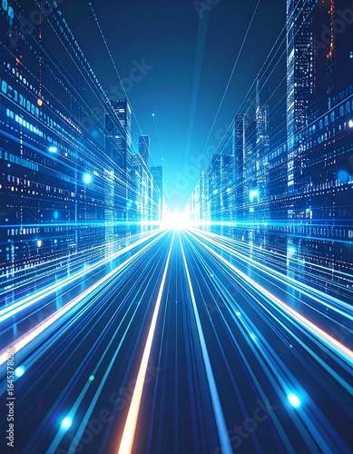 Wallpaper Mural Futuristic city street at night Torontodigital.ca