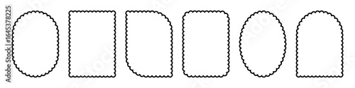 Set of different frame, shape with line scalloped edge vector illustration