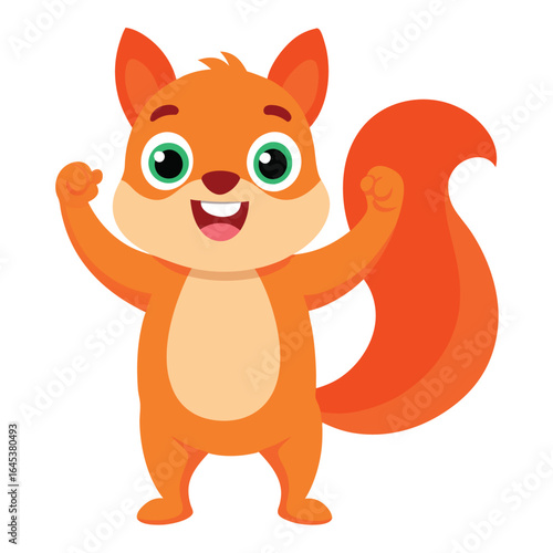 A funny cartoon kitten vector illustration of a cute feline pet character with a long tail
