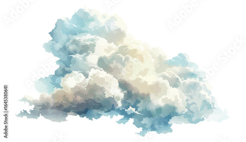 Watercolor Cloud Vector Illustration with Blue and White Colors on Transparent