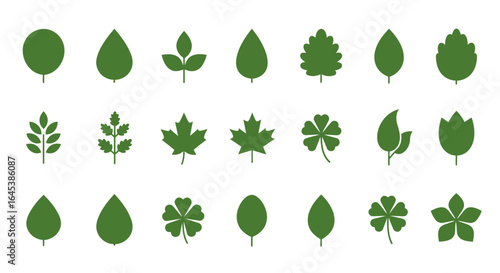 Green Leaf Icon Set
