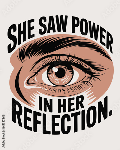 Woman s blue eye reflects inner strength and self discovery in a powerful realization T Shirt Design