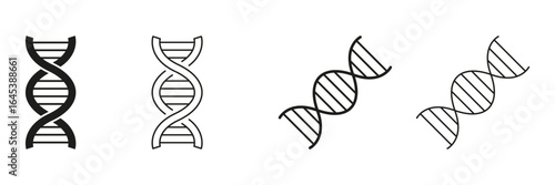 Dna Helix Line And Solid Icon Set. Genetic Structure, Molecular Biology, And Genome Research Symbol Collection. Biotechnology And Science Representation. Isolated Vector Illustration