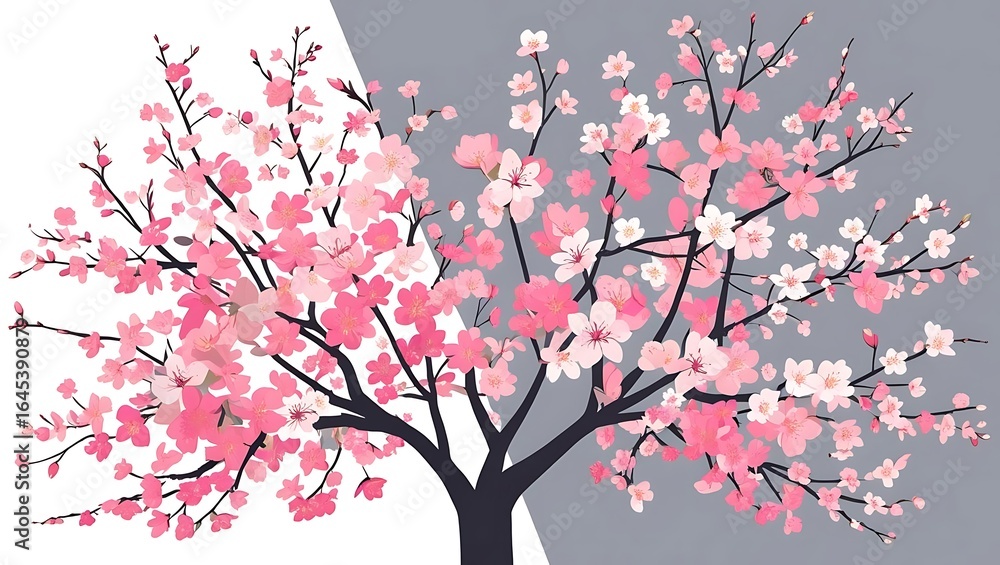 Fototapeta premium A Branch of a Blooming Pink Sakura Tree in the Spring