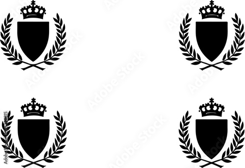Royal Heraldic Shield and Crest Silhouettes vector graphics bundle