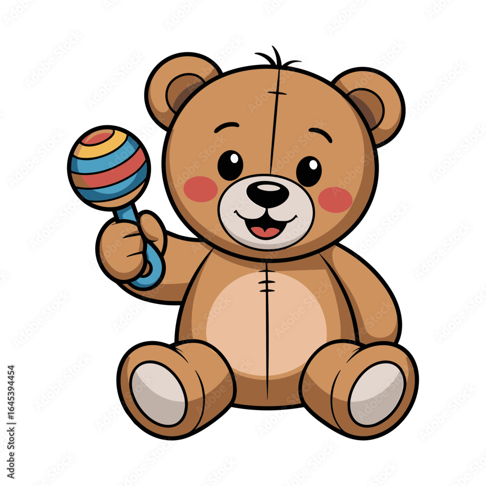 Fototapeta premium Teddy Bear with Rattle
