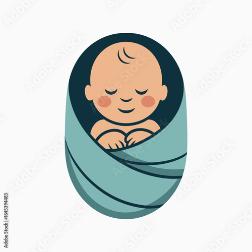 Sleeping Baby Wrapped in Blanket