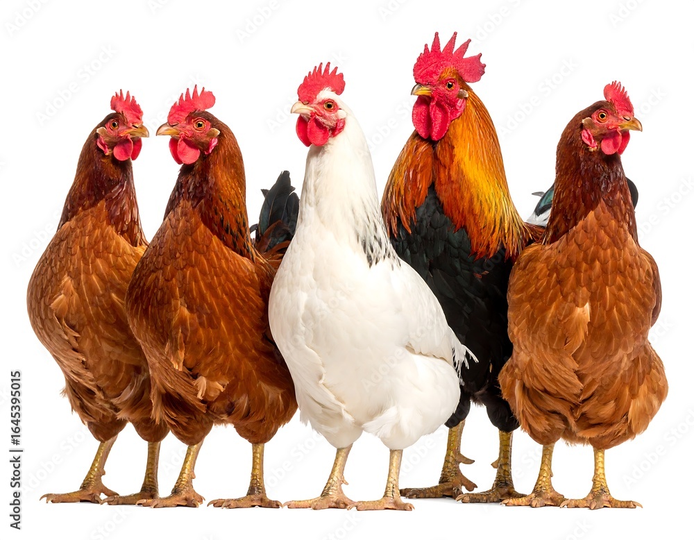 Fototapeta premium Group of diverse farm fowl