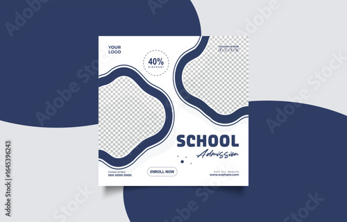 Modern School Admission Template with 40 Percent Discount and Enroll Now Button perfect for advertising and promoting educational opportunities