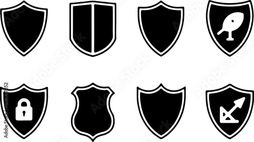 Security Shield Icon Set with Lock Symbols