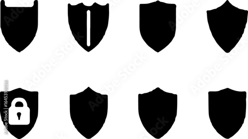 Security Shield Vector Set – Line Art Style" vector bundle