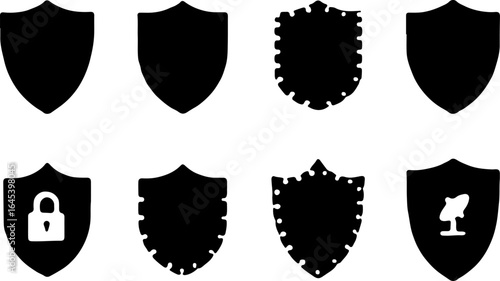 Security Shield Vector Set – Line Art Style" vector bundle