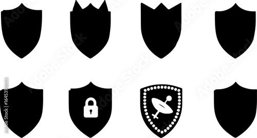 Security Shield Vector Set – Line Art Style" vector bundle