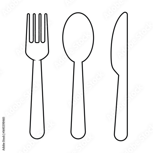 Fork, knife, plate and spoon. Menu symbol. Restaurant icon. Food, plate, fork, knife, spoon, cutlery icon set.