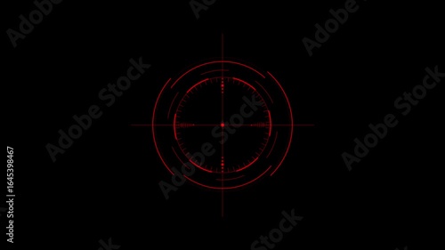 Futuristic Red Digital Crosshair Targeting System H U D Interface Element with Precision Grid and Glowing Circles on Black Background Sci Fi Technology Concept