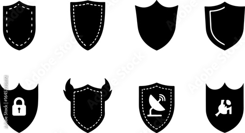 Security Shield Vector Set – Line Art Style" vector bundle