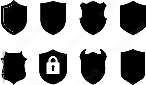 Security Shield Vector Set – Line Art Style" vector bundle