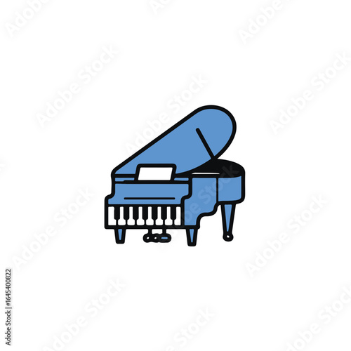 An illustration of a classic blue grand piano.