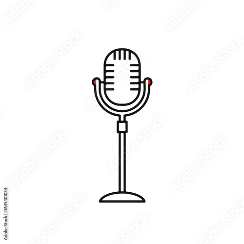 A Simple and stylish illustration of a vintage microphone on a stand.