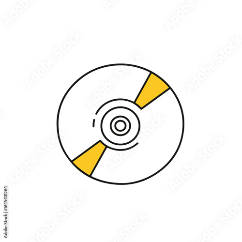 A digital disc graphic illustration with golden details.