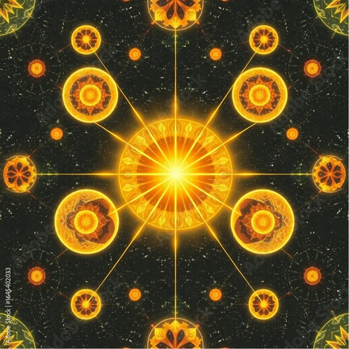 Vintage cosmic light celestial spheres pattern