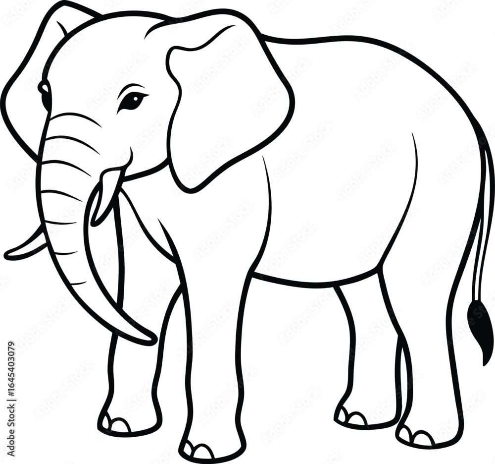 Fototapeta premium A cute baby elephant cartoon with a big trunk and gray skin is a fun wild animal vector illustration for a design