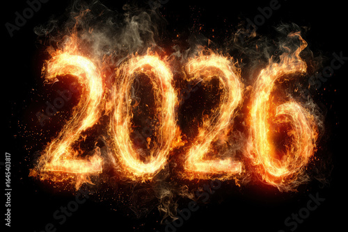 2026 sign written with fire