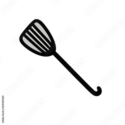 Black spatula on dark setting on transparent background