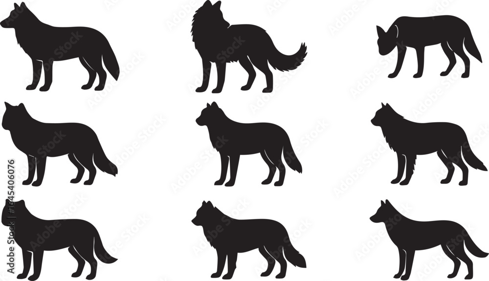 Obraz premium black silhouettes of wolf 