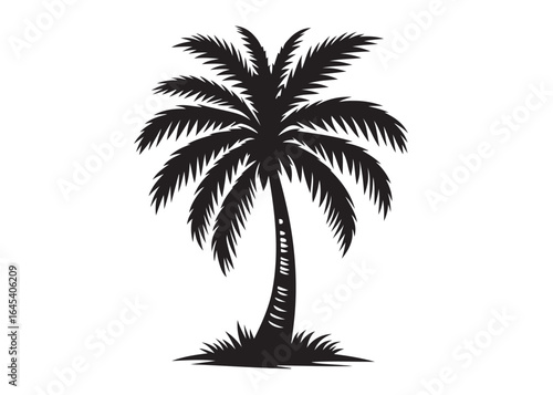 coconut tree logo silhouette vector, tropical palm tree silhouette vector logo design, palm tree summer logo vector illustration, palm tree summer logo silhouettes vector on white background