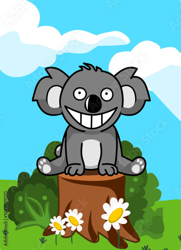 koala sitting on a log