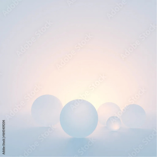 Soft light icy palette gradient spheres composition