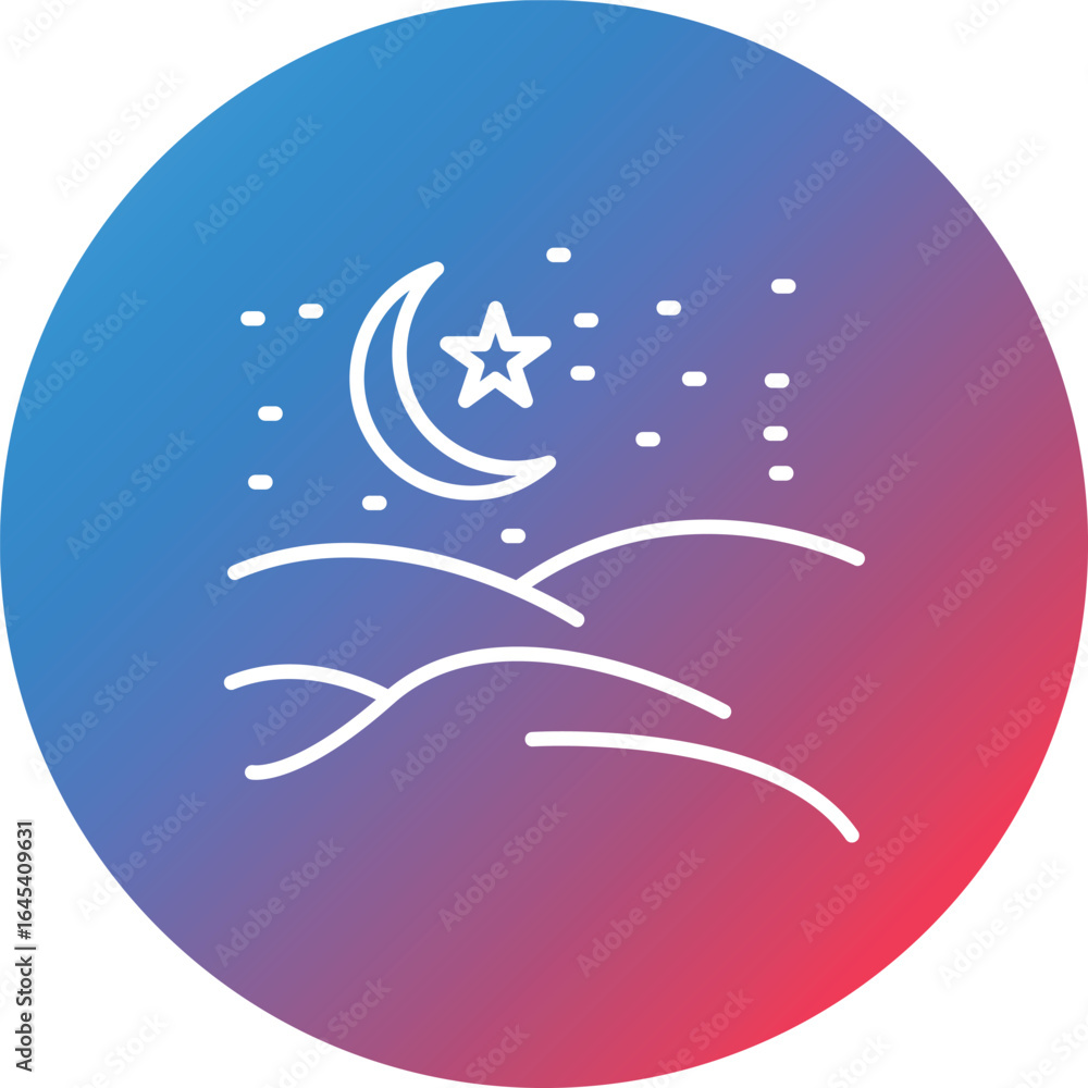 Obraz premium Desert Night Line Gradient Circle Background Icon