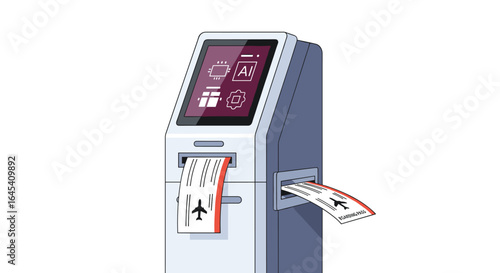 Self-service airport kiosk for check-in and boarding pass printing