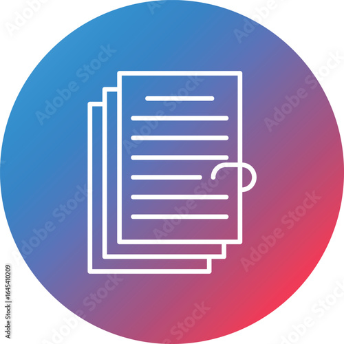 Attached File Line Gradient Circle Background Icon