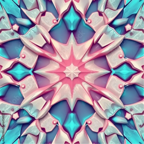 Retro-futuristic icy palette 3d abstract pattern illustration