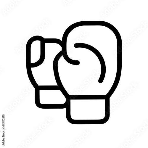 Boxing Gloves Bold Outline Icon – Combat Sport and Training Equipment Vector Illustration