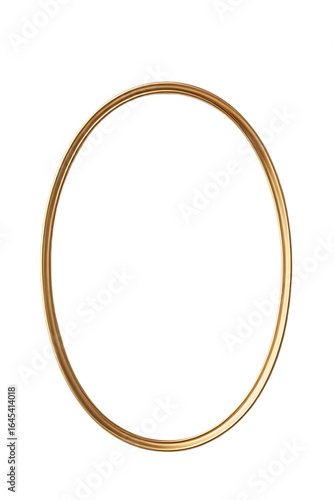 antique mirror frame .Shiny gold oval frame with smooth edges on white background