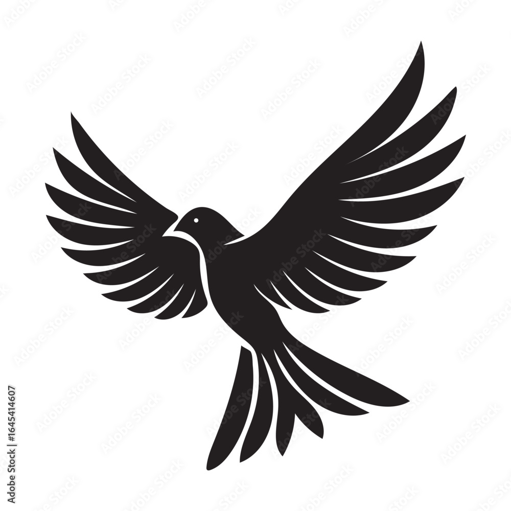 Fototapeta premium Peaceful dove and eagle vector illustration with wings flying design.