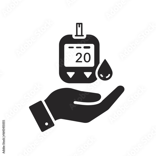 Diabetes and Wellness: A graphic illustration highlighting the vital role of glucose monitoring in managing well-being, featuring a sleek blood glucose meter alongside a symbolic droplet of blood.