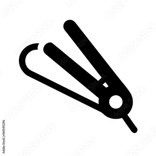 Hair Straightener Beauty Styling Haircare Tool Flat Iron Outline Vector Icon Design