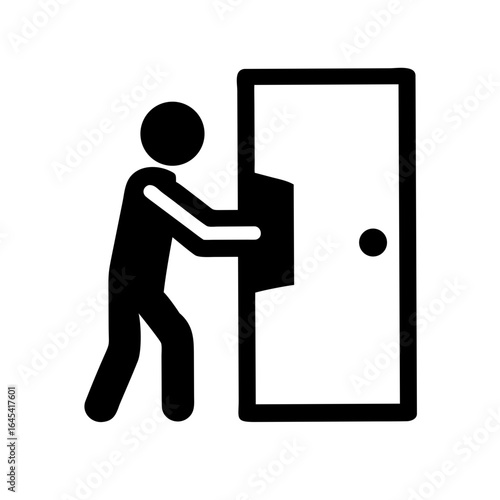 Person Knocking on Closed Door Icon – Home Interaction and Visitor Illustration for Entry, Notification, and Communication