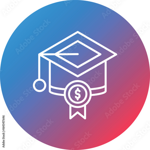 Scholarship Line Gradient Circle Background Icon
