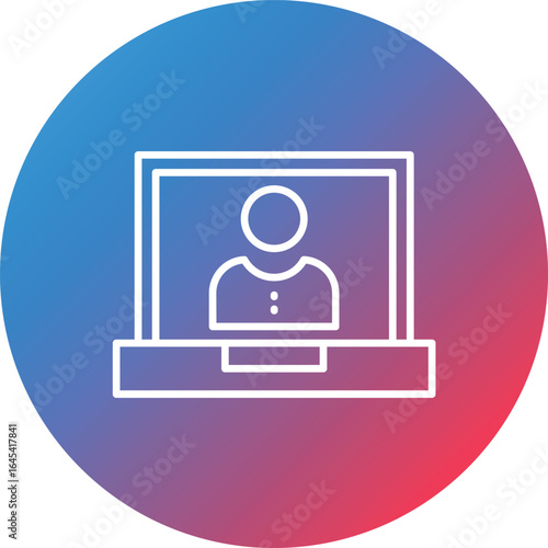 School Laptop Line Gradient Circle Background Icon