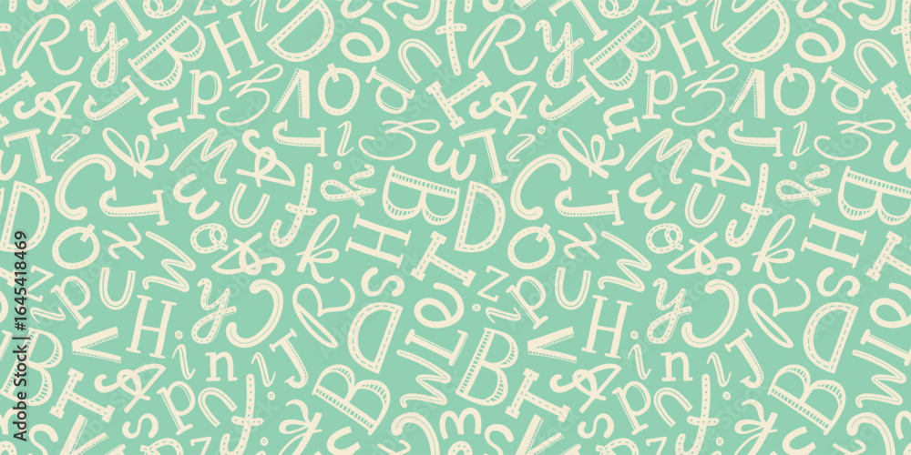 Lovely hand drawn letters, doodle alphabet, school background, great for banners, wallpapers, wrapping - vector design