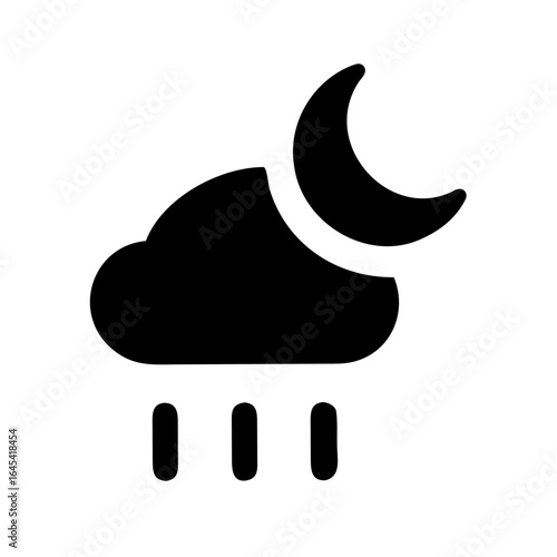 Rainy Night Icon – Weather and Climate Illustration for Stormy Night, Forecast, and Nature Concepts