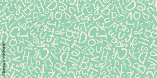 Lovely hand drawn letters, doodle alphabet, school background, great for banners, wallpapers, wrapping - vector design