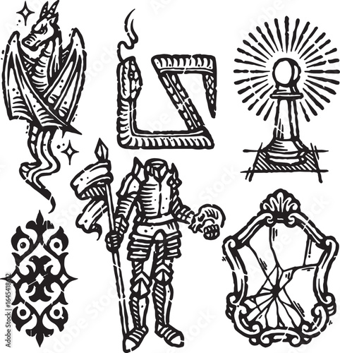 Engraving Medieval age Vector Illustration